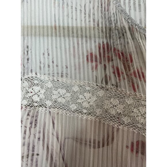 Elie Tahari 100% SIlk Floral Pattern Lace Details Bell‎ Sleeve Shamra Blouse L - Picture 6 of 10